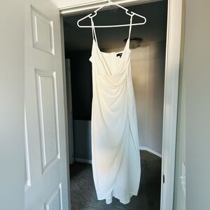 Lulu's Strapless Cream Draped Dress